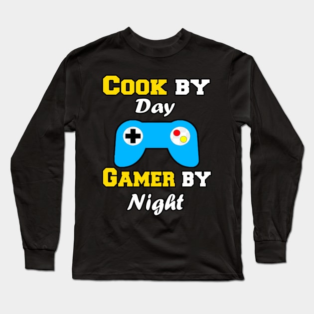 Cook By Day Gaming By Night Long Sleeve T-Shirt by Emma-shopping